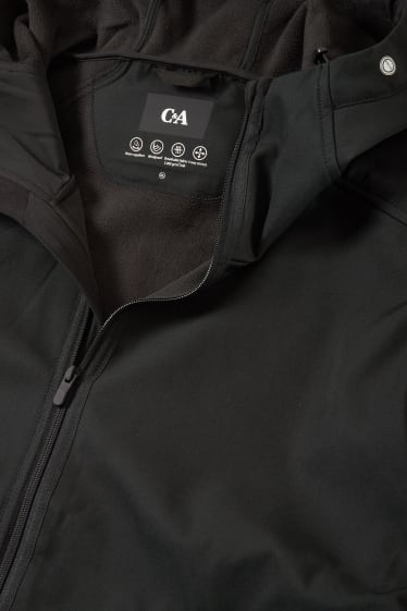 Hombre - Chaqueta softshell con capucha - hidrófuga - 4 Way Stretch - negro