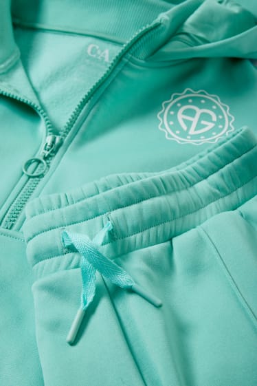 Kinderen: meisjes - Set - sporthoodie en -broek - 2-delig - lichtturquoise