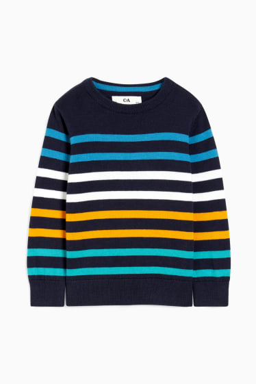 Kinder Jungen - Pullover - gestreift - dunkelblau