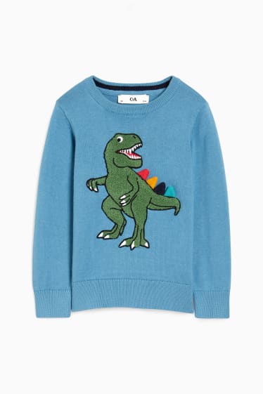 Kinder - Dino - Pullover - blau