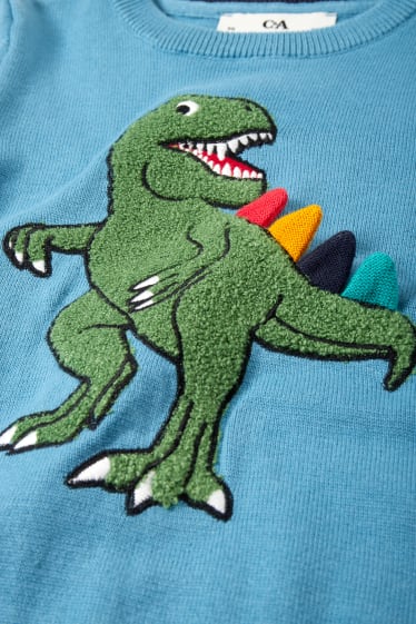 Kinder - Dino - Pullover - blau