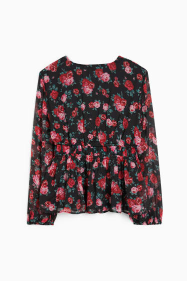 Femei - CLOCKHOUSE - bluză din șifon - cu flori - negru