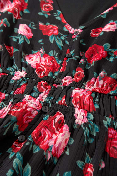 Dames - CLOCKHOUSE - blouse van chiffon - gebloemd - zwart