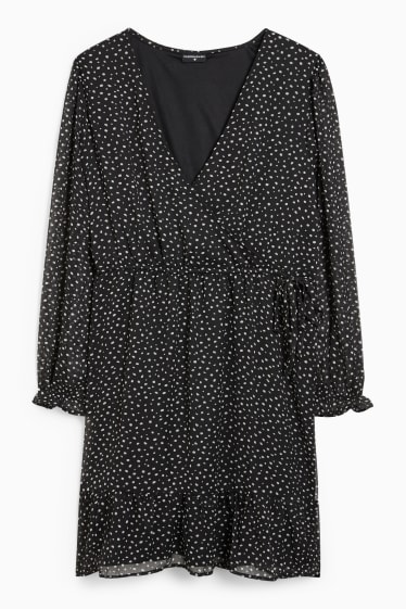 Mujer - CLOCKHOUSE - vestido cruzado - de puntos - negro