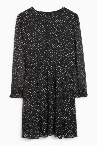 Donna - Vestito a portafoglio - a pois - nero