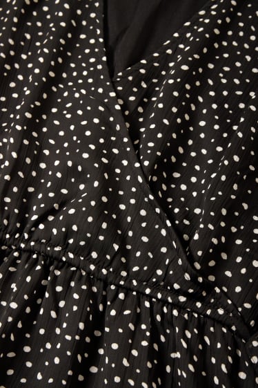Donna - Vestito a portafoglio - a pois - nero