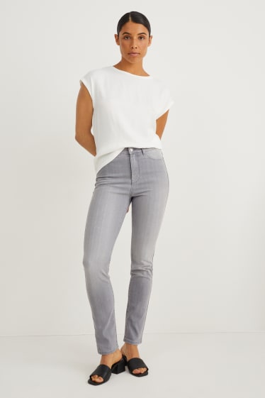 Kobiety - Slim jeans - wysoki stan - dżins-jasnoszary