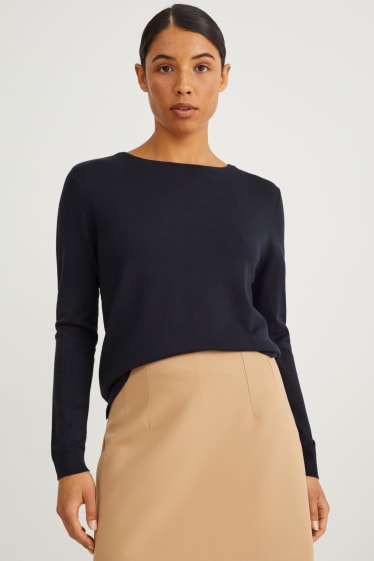 Damen - Basic-Pullover - dunkelblau