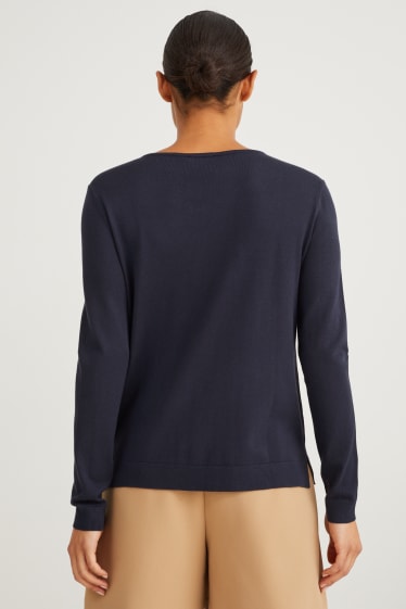 Damen - Basic-Pullover - dunkelblau