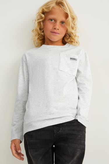 Enfants garçons - Lot de 2 - hauts à manches longues - gris clair chiné