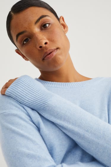 Damen - Kaschmir-Pullover - hellblau