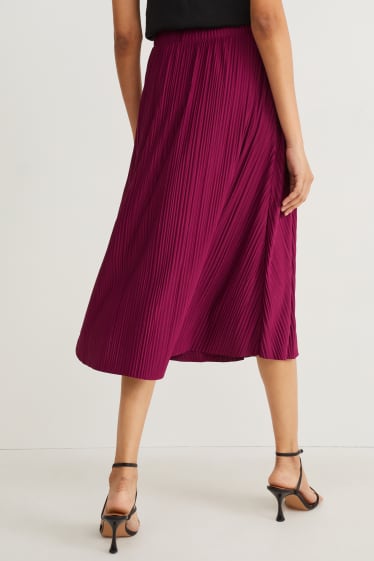 Women - Pleated skirt - bordeaux