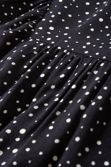 Women - Blouse - polka dot - dark blue