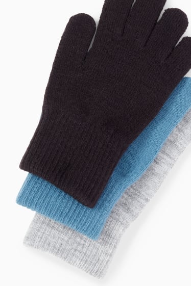 Enfants garçons - Lot de 3 paires - gants - noir