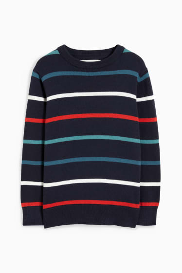 Kinderen: jongens - Trui - gestreept - donkerblauw