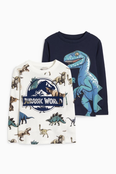 Kinder Buben - Multipack 2er - Jurassic World - Langarmshirt - cremeweiß