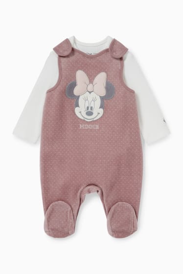 Baby Mädchen - Minnie Maus - Strampler-Set - 2 teilig - dunkelrosa