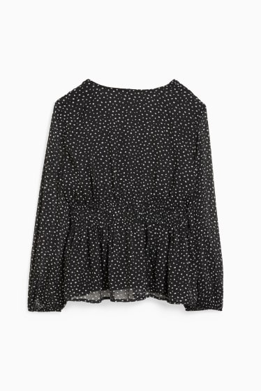 Dames - CLOCKHOUSE - blouse van chiffon - met stippen - zwart