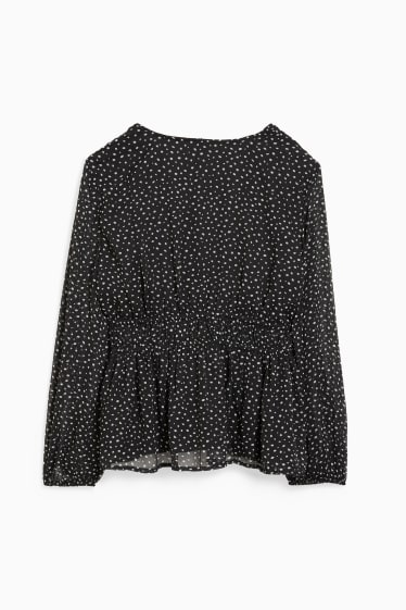 Tieners & jongvolwassenen - CLOCKHOUSE - blouse van chiffon - met stippen - zwart