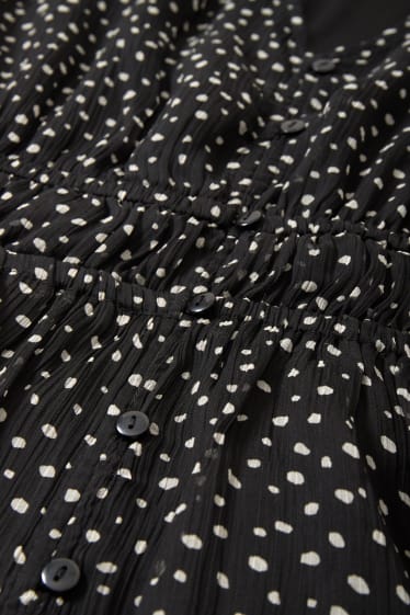 Dames - CLOCKHOUSE - blouse van chiffon - met stippen - zwart