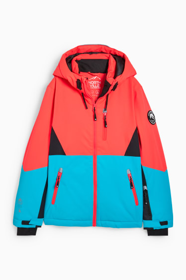 Enfants filles - Veste de ski à capuche - imperméable - rose fluo