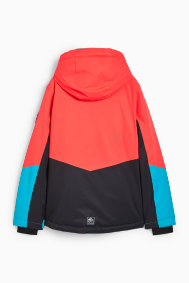 Enfants - Veste de ski à capuche - imperméable - rose fluo