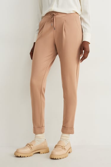 Dames - Pantalon - mid waist - tapered fit - beige