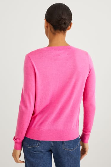Femmes - Pullover basique en mérinos - rose