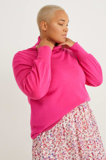 Women - Polo neck jumper - pink