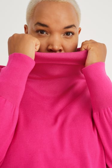 Women - Polo neck jumper - pink