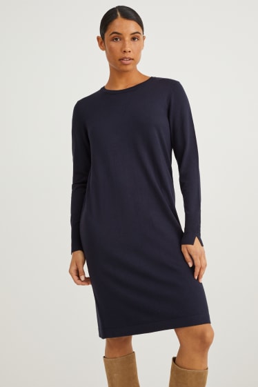 Damen - Basic-Strickkleid - dunkelblau