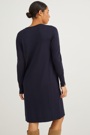Dona - Vestit bàsic de punt - blau fosc