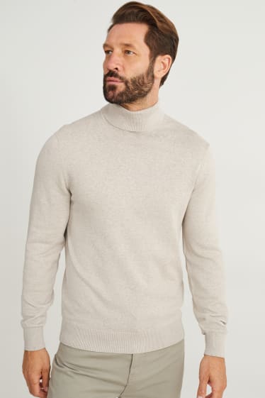 Hommes - Pull à col roulé - taupe