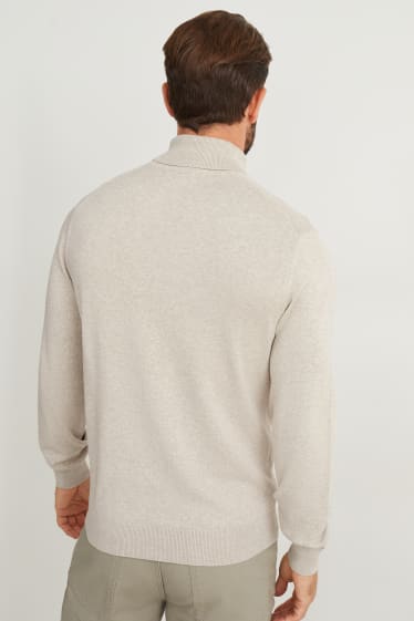 Hommes - Pull à col roulé - taupe