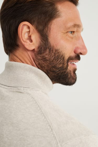 Hommes - Pull à col roulé - taupe