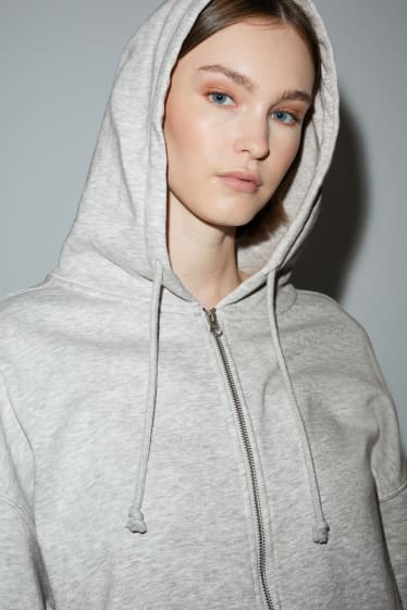 Teens & young adults - CLOCKHOUSE - zip-through sweatshirt with hood - light gray-melange