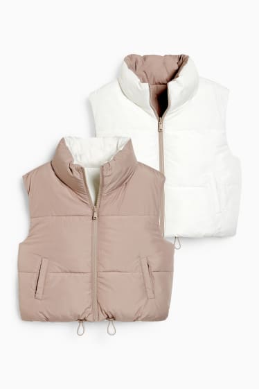 Damen - Wende-Steppweste - beige