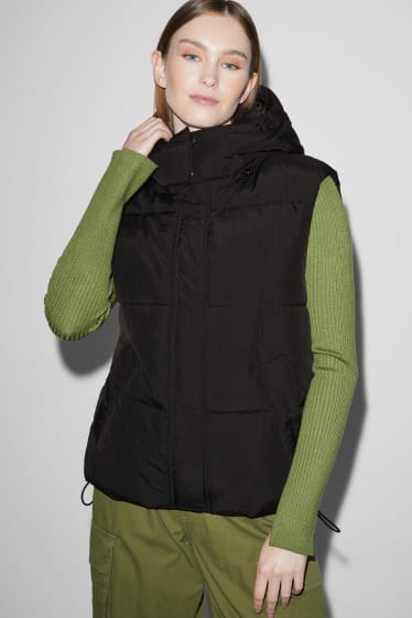 Mujer - CLOCKHOUSE - chaleco acolchado con capucha - negro