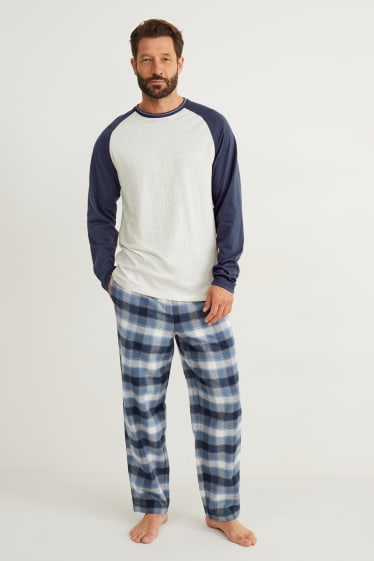 Hombre - Pijama con pantalón de franela - azul oscuro