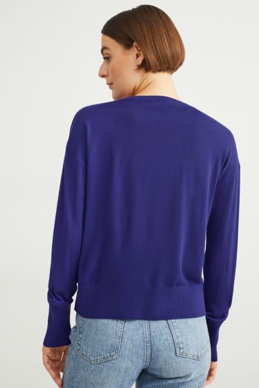 Damen - Feinstrick-Pullover - dunkelblau