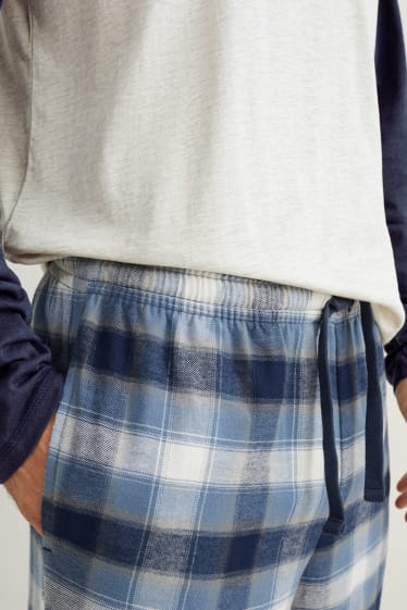 Herren - Pyjama mit Flanellhose - dunkelblau