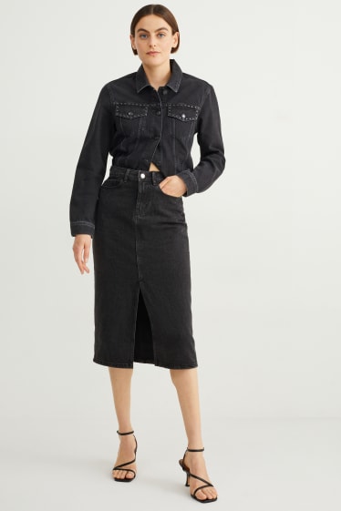 Women - Denim skirt - black