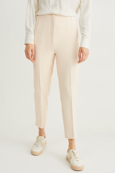 Donna - Pantaloni - vita alta - regular fit - beige chiaro