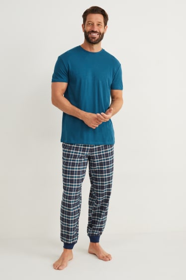 Herren - Pyjama mit Flanellhose - dunkelblau