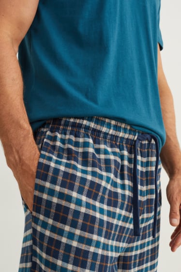 Herren - Pyjama mit Flanellhose - dunkelblau