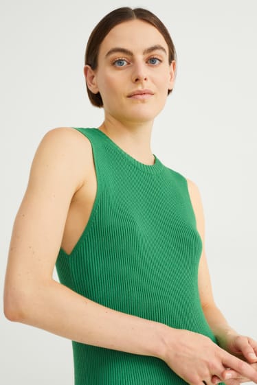 Damen - Figurbetontes Strickkleid - gerippt - grün