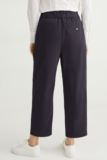 Femmes - Pantalon de toile - high waist - tapered fit - bleu foncé