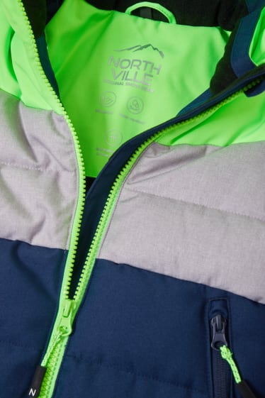 Enfants garçons - Veste de ski à capuche - vert fluo