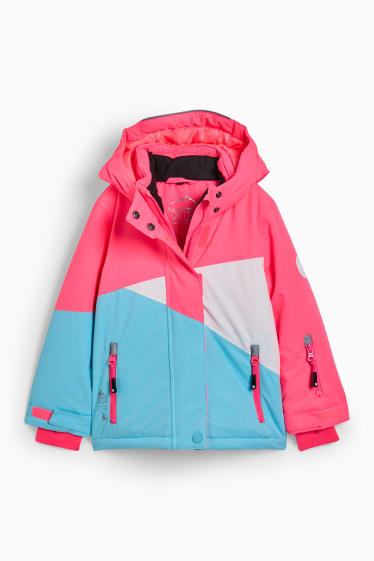 Enfants filles - Veste de ski à capuche - rose fluo
