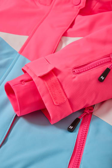 Enfants filles - Veste de ski à capuche - rose fluo